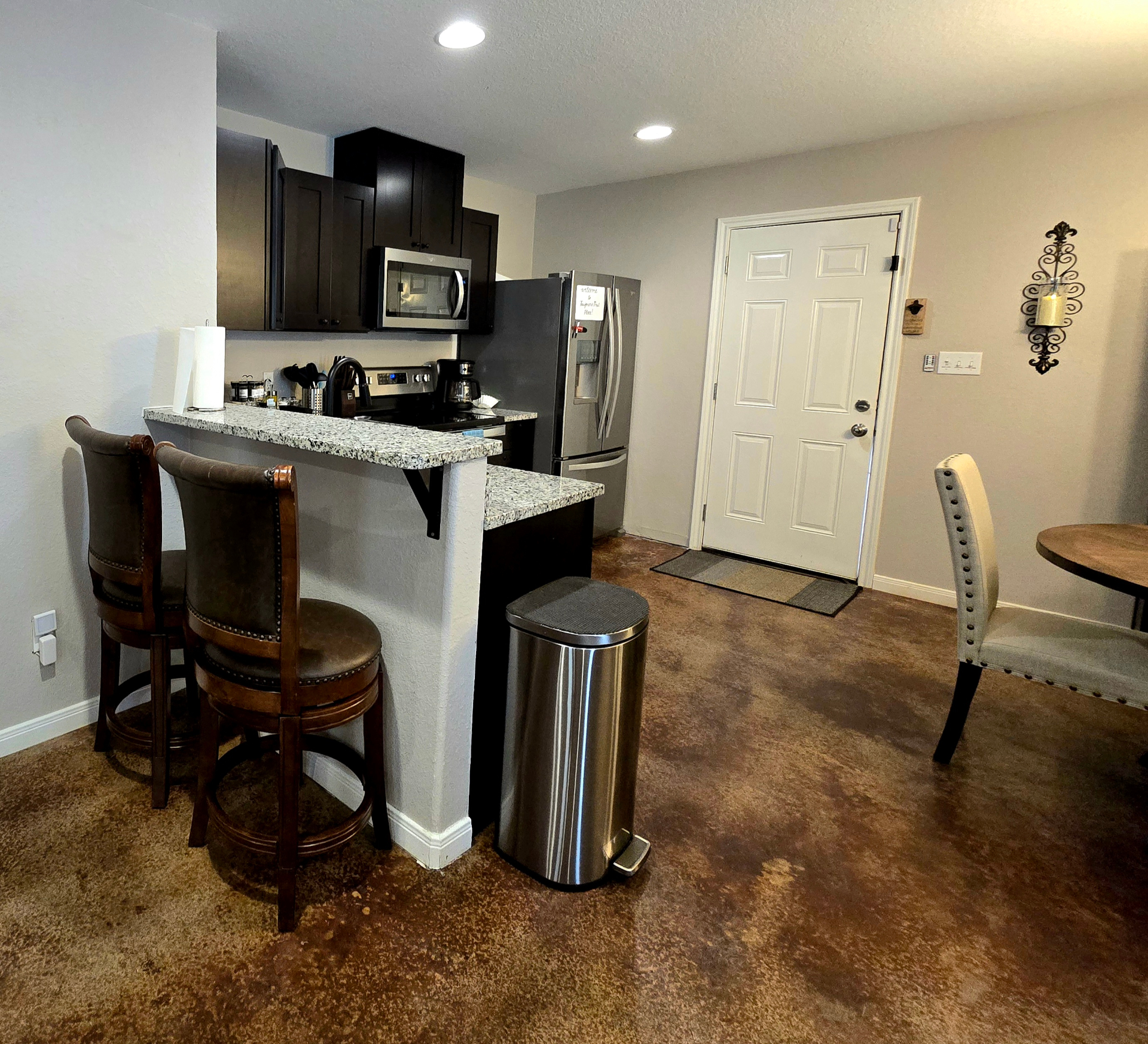 Unit B kitchen counter and storage space