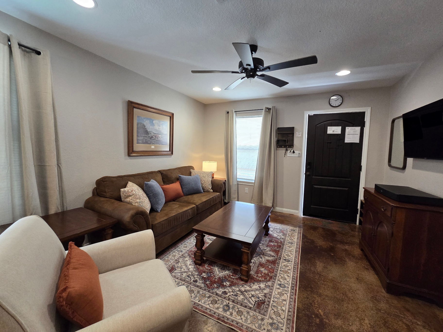 Unit B living area from a second angle