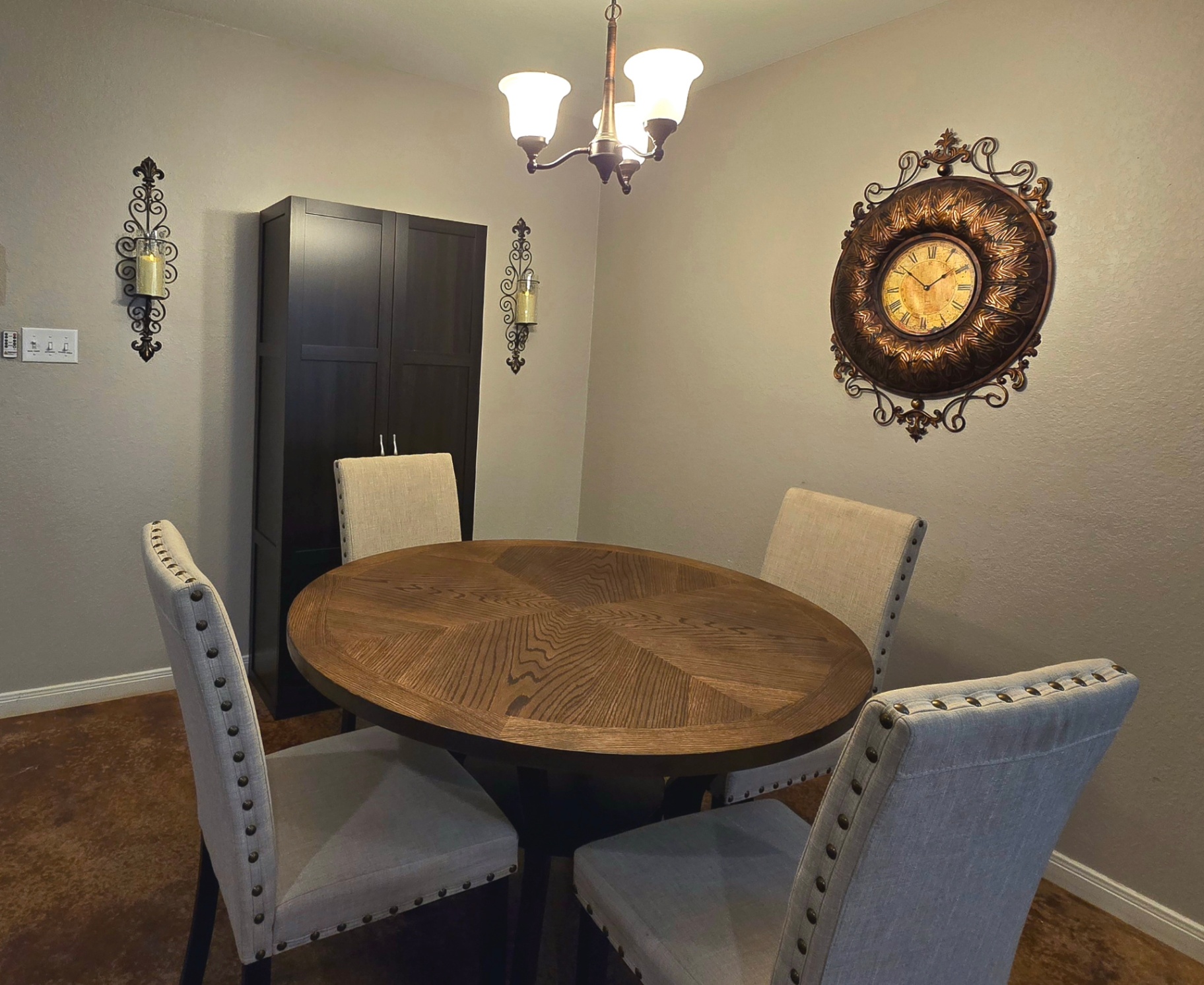 Unit B dining area with seating for guests